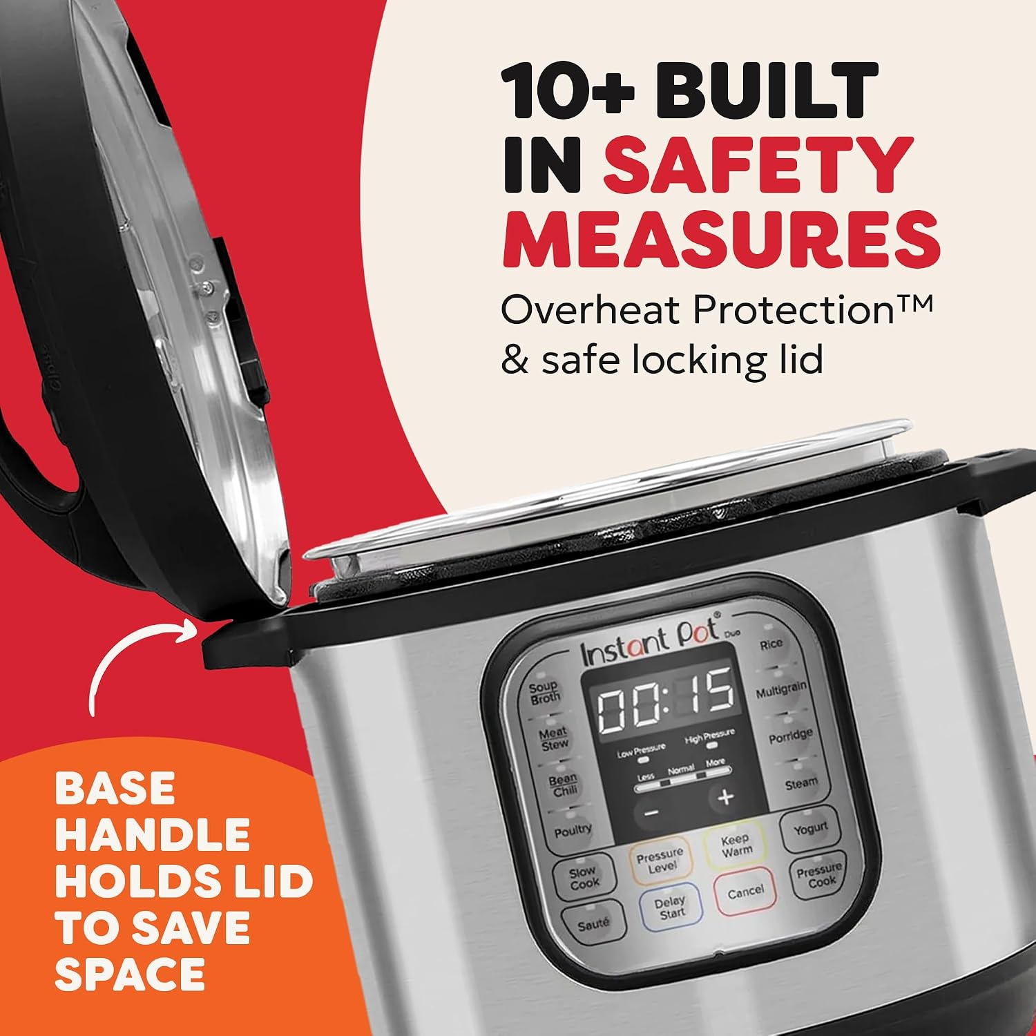 Stainless steel inner pot lifted out of the multi cooker
